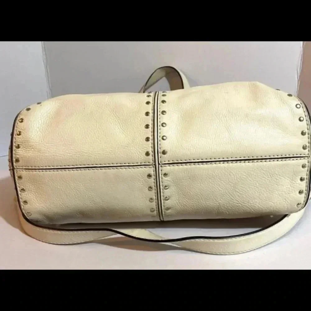 Michael kors white leather satchel handbag